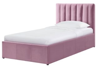 An Image of Habitat Pandora Single Ottoman Fabric Bed Frame - Pink
