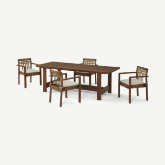 An Image of Zambra Garden Dining Set, Dark Acacia Wood & Olive