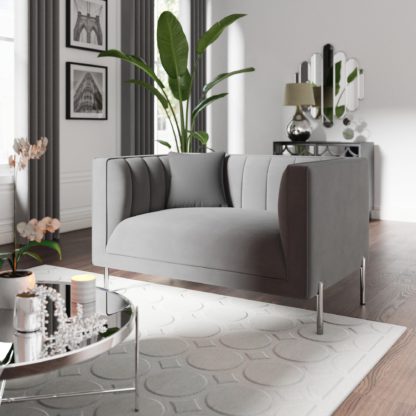 ac4a05904e23ab6147877cd4bbce2de5b91a6a8edc338fde6e155ab6abba7493.jpg An Image of Bellamy Luxe Velvet Snuggle Chair Grey