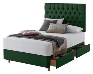 An Image of Silentnight Sassaria Double 4 Drawer Divan Bed - Green