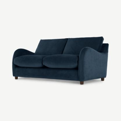 An Image of Sofia 2 Seater Sofa Bed, Navy Blue Recycled Velvet