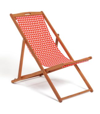 An Image of Habitat Wooden Deck Chair - Geo Orange