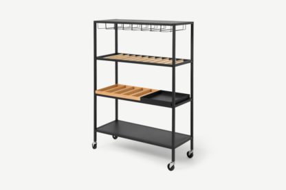 An Image of Tomas 4 Tier Kitchen Storage Unit, Extra Large, Black & Ash Wood