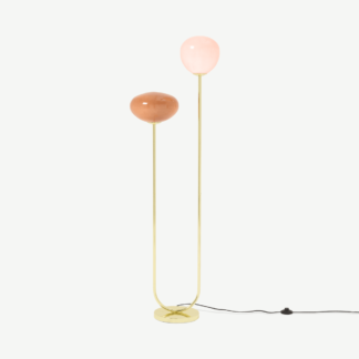 An Image of Adrianne Multi Floor Lamp, Pink, Burgundy Glass & Brass