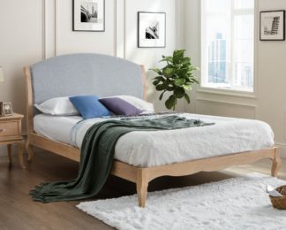 An Image of Ritz Grey Fabric and Oak Wooden Bed Frame - 6ft Super King Size
