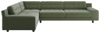 An Image of Habitat Hendricks Right Corner Velvet Sofa - Sage Green