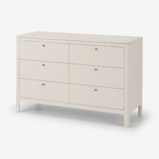 An Image of Bromley Wide Chest of Drawers, Warm Ecru with Brass Handles