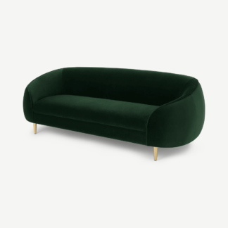 An Image of Trudy 3 Seater Sofa, Moss Green Recycled Velvet