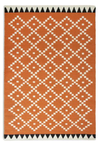 An Image of Habitat Traditional Flatweave Wool Rug - Orange - 160x230cm