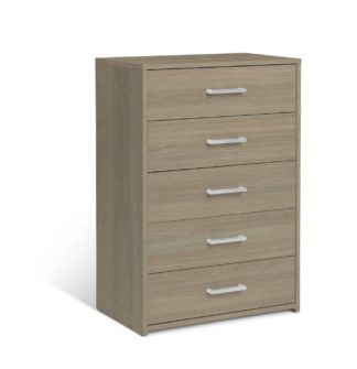 An Image of Argos Home Oslo 5 Drawer Chest - Grey Oak Effect