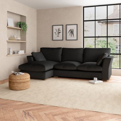 An Image of Blakeney Luxury Velvet Corner Sofa Bed Luxury Velvet Black