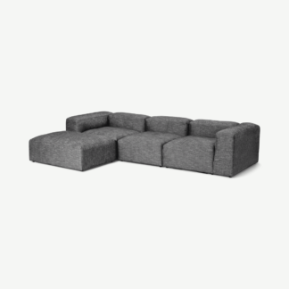 An Image of Livienne Chaise End Corner Sofa, Monochrome Weave