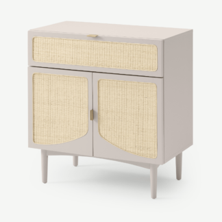 An Image of Emmi Compact Sideboard, Warm Ecru & Rattan