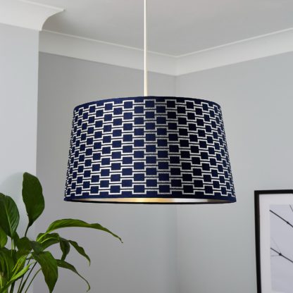 An Image of Mia Velvet 30cm Lamp Shade - Navy