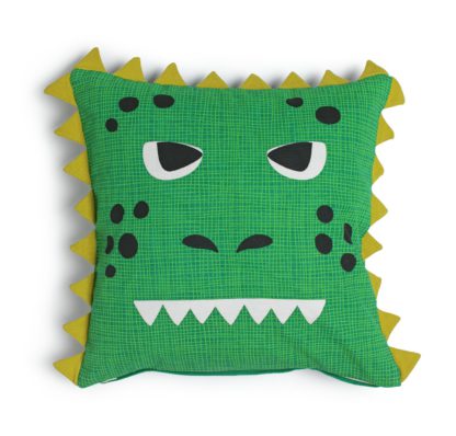 An Image of Habitat Kids Dino Cushion - Green - 43x43cm