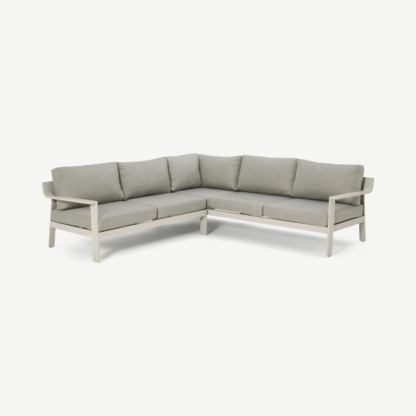 An Image of Kochi Garden Corner Sofa, Natural White Aluminium