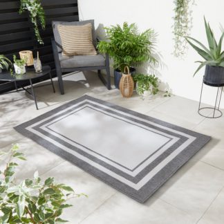 An Image of Grey Border Indoor Outdoor Rug Grey