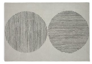 An Image of Habitat Graphic Circles Cotton Wool Rug - 160x230cm - Grey