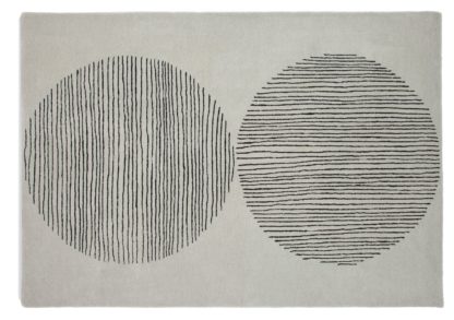 An Image of Habitat Graphic Circles Cotton Wool Rug - 160x230cm - Grey