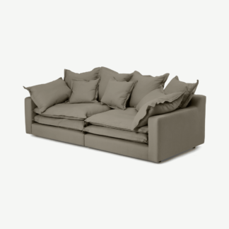 An Image of Calendre 3 Seater Sofa, Olive Brushed Cotton