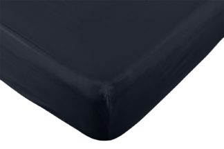 An Image of Habitat Cotton 200TC Plain Blue Fitted Sheet - Superking