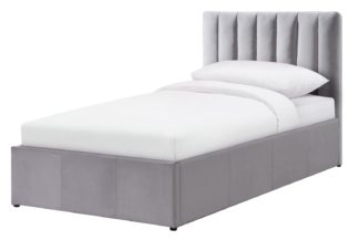 An Image of Habitat Pandora Single Ottoman Fabric Bed Frame - Grey