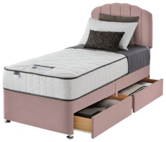 An Image of Silentnight Middleton 800 Pocket Single 2 Drw Divan Bed-Pink