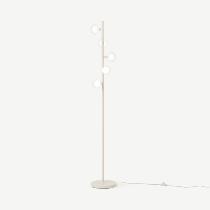 An Image of Masako LED Floor Lamp, Ivory & Clear Glass