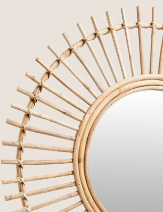 An Image of M&S Rattan Round Starburst Wall Mirror