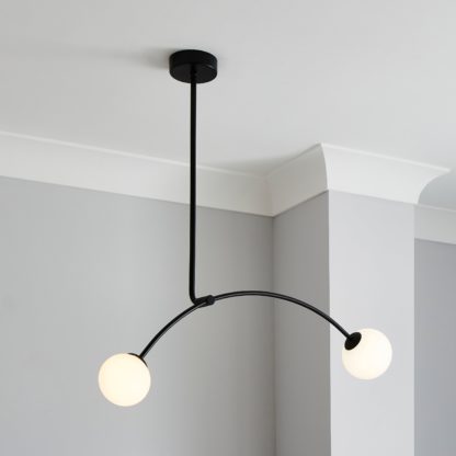 An Image of Gigi 2 Light Ceiling Fitting Black Black and white