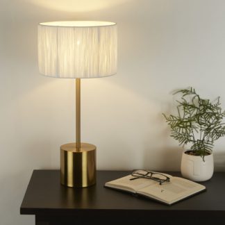 An Image of Raffia Table Lamp - White & Gold