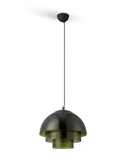 An Image of Habitat Zora 3 Tier Glass Pendant Light - Green