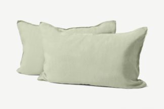 An Image of Brisa 100% Linen Set of 2 Pillowcases, Sage Green