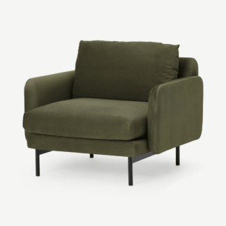 An Image of Miro Armchair, Pistachio Green Recycled Velvet