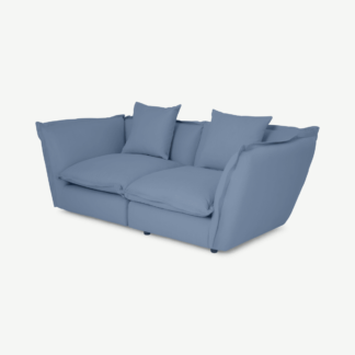An Image of Fernsby 2 Seater Sofa, Soft Cobalt Brushed Cotton