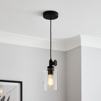 An Image of Bates 1 Light Ceiling Fitting Industrial Black