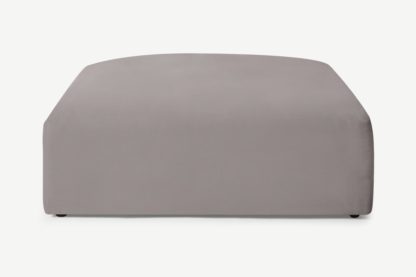 An Image of Livienne Footstool, Ash Grey Linen & Cotton Mix