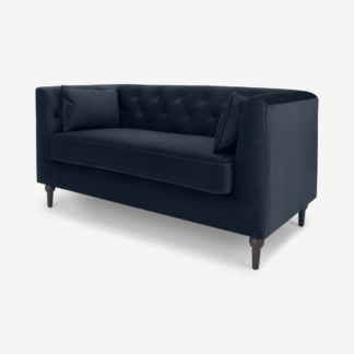 An Image of Flynn 2 Seater Sofa, Ocean Blue Recycled Velvet
