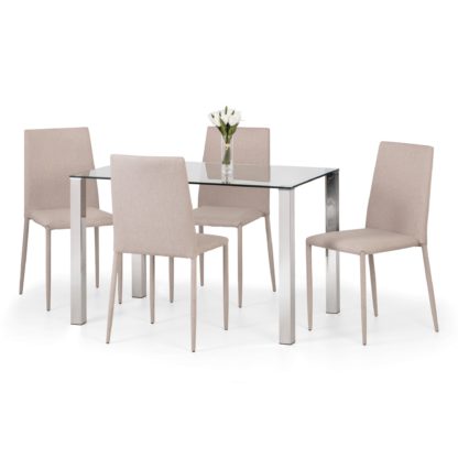 An Image of Enzo Glass Dining Table with 4 Jazz Chairs Grey