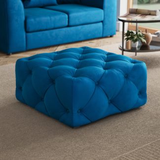 An Image of Buttoned Velvet Footstool Navy