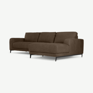 An Image of Luciano Right Hand Facing Corner Sofa, Texas Brown Leather