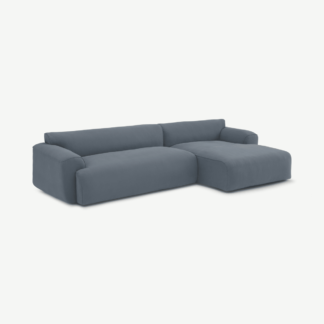 An Image of Avalon Right Hand Facing Chaise End Corner Sofa, Jeans Blue Linen & Cotton Mix