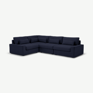 An Image of Trent Loose Cover Corner Sofa, Midnight Cotton & Linen Mix