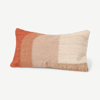 An Image of Neefa Cushion, 30 x 50 cm, Pink Wool, Jute & Cotton