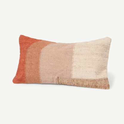 An Image of Neefa Cushion, 30 x 50 cm, Pink Wool, Jute & Cotton