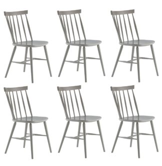 An Image of Habitat Talia 6 Solid Wood Dining Chairs - Warm Grey