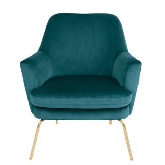 An Image of Habitat Celine Velvet Accent Chair - Teal