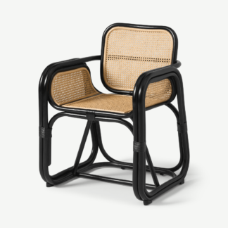 An Image of Rui Carver Dining Chair, Black Cane & Rattan