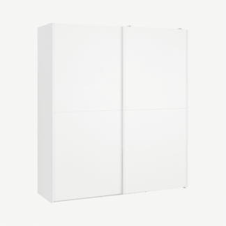 An Image of Elso Sliding Wardrobe 180cm, White Frame with White Effect Doors