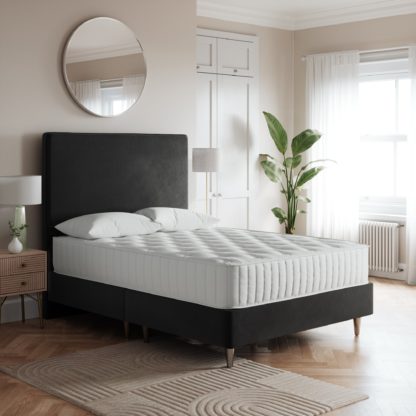 An Image of Platform Velvet Bed Base Black Velvet